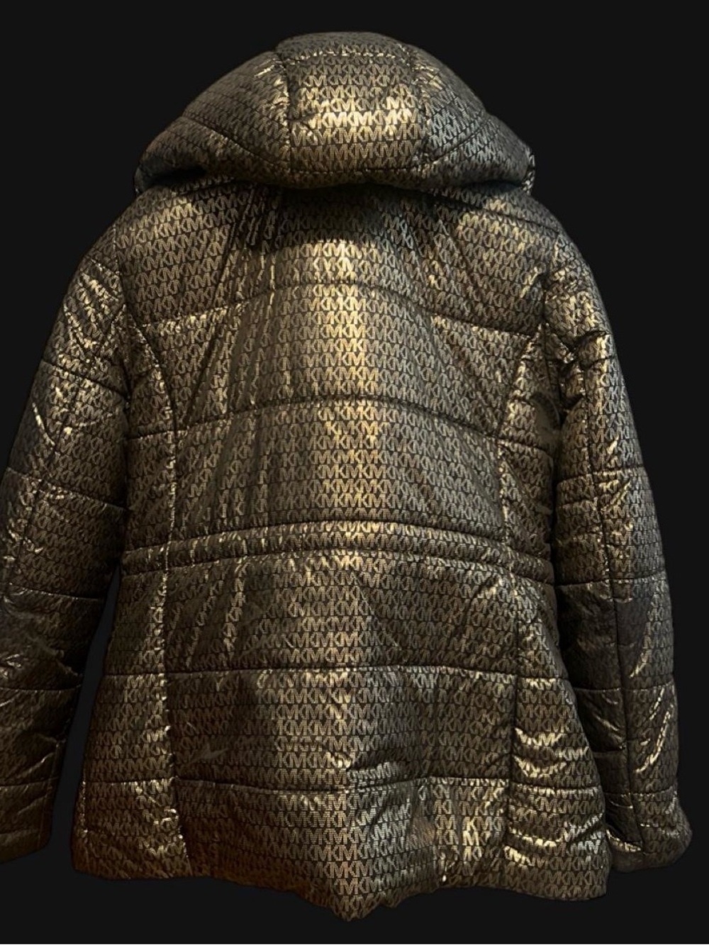 Michael Kors Metallic Quilted Puffer Jacket - Gold and Black
